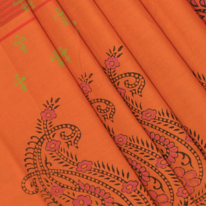Hand block printed cotton saree