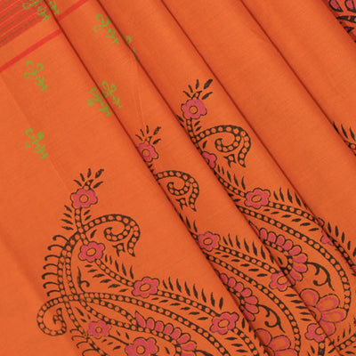 Hand block printed cotton saree