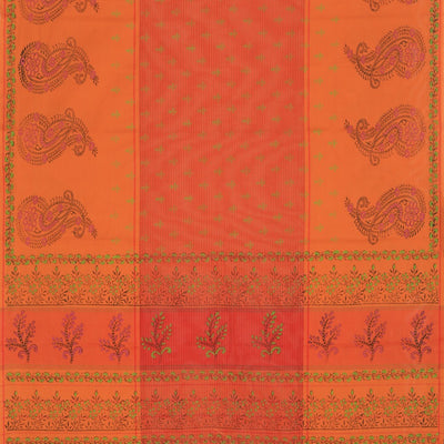 Hand block printed cotton saree