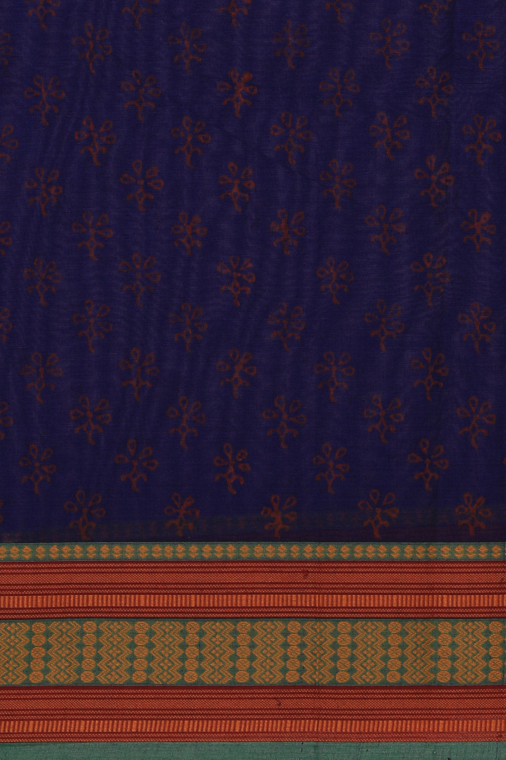 Hand block printed cotton saree