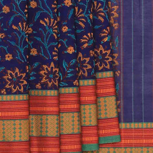 Hand block printed cotton saree