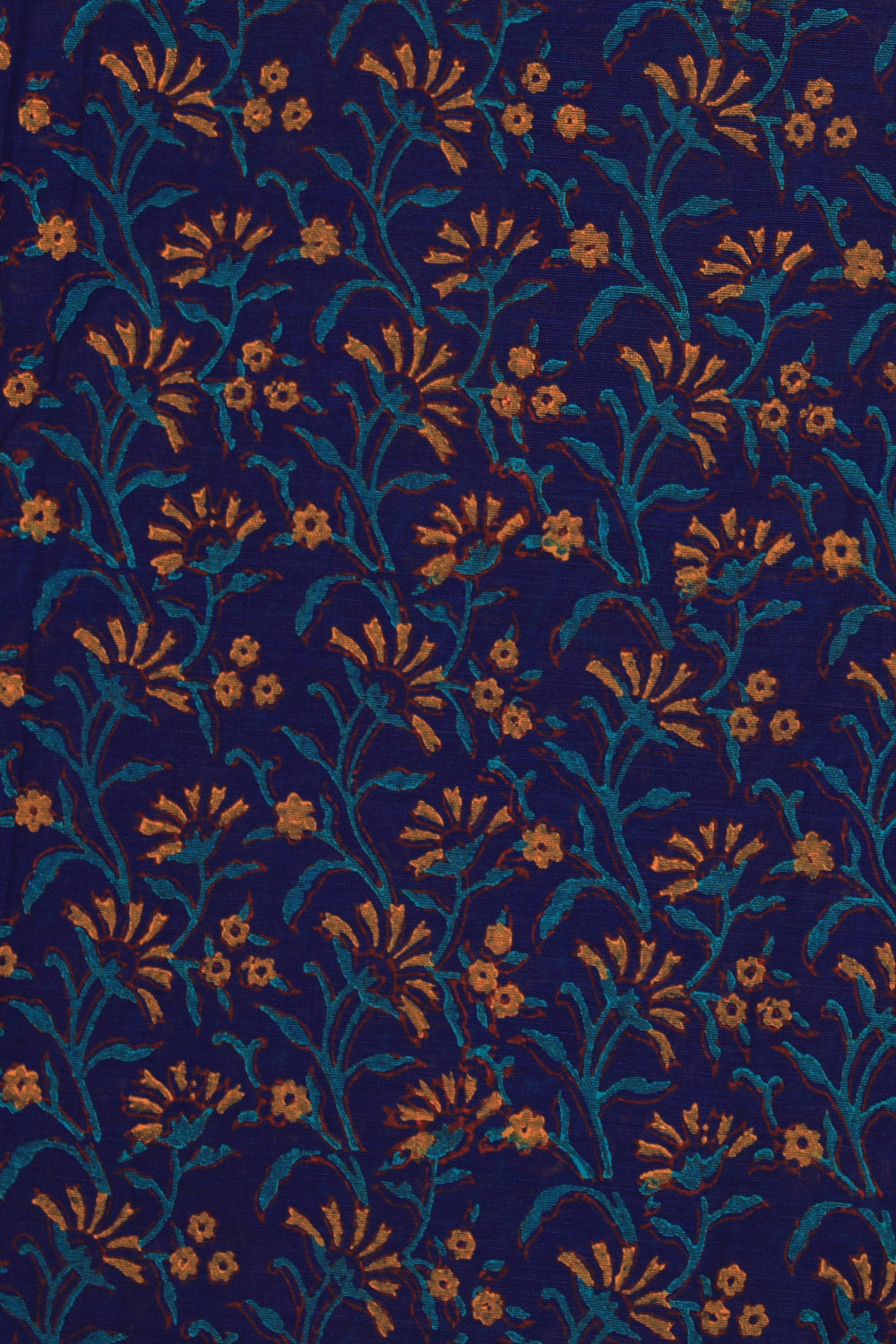 Hand block printed cotton saree