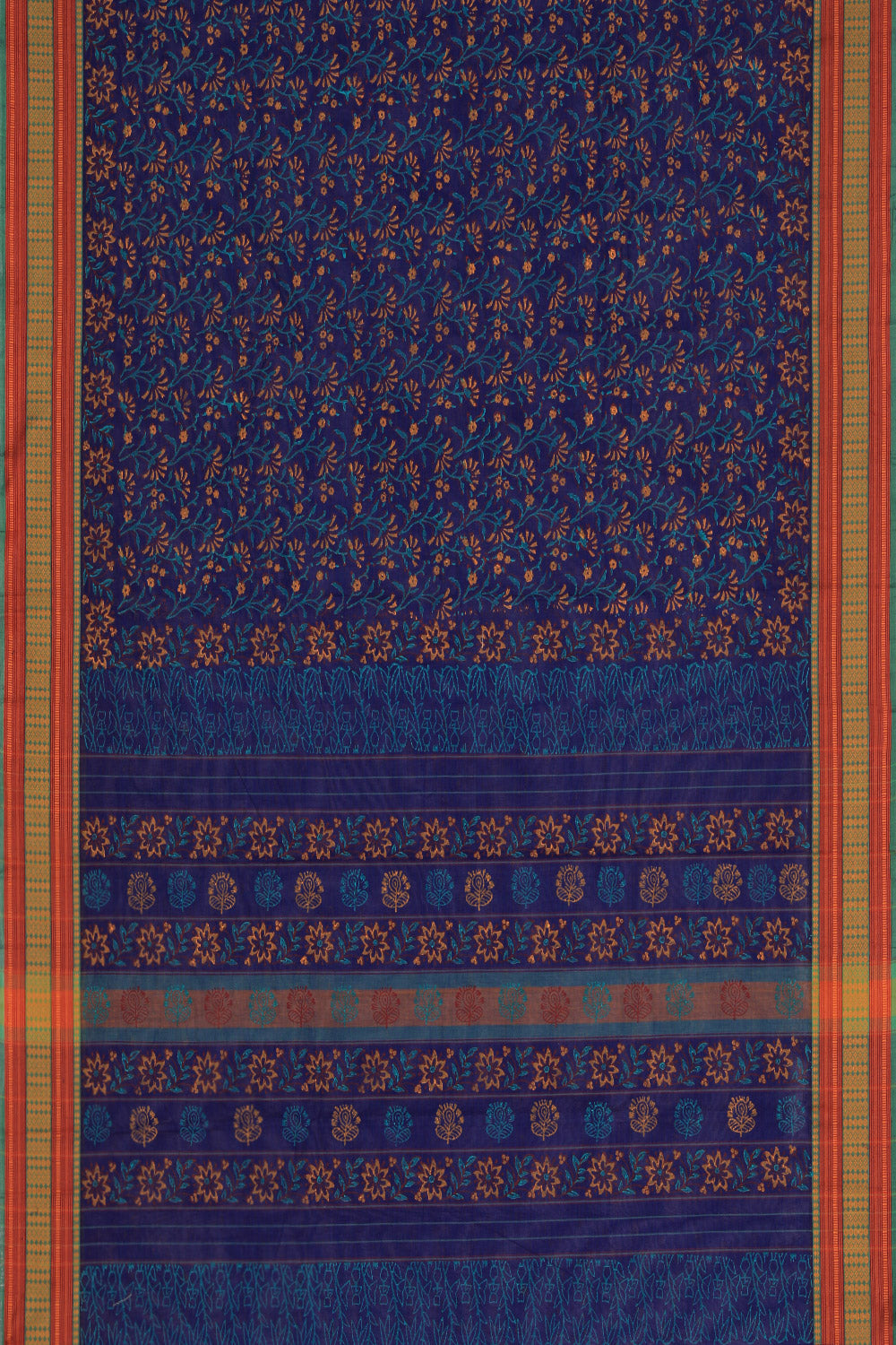Hand block printed cotton saree