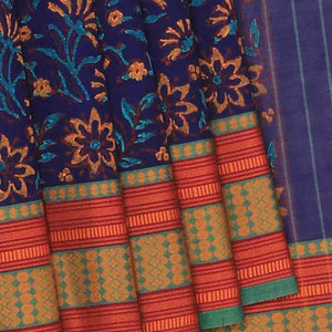 Hand block printed cotton saree