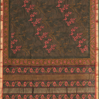 Hand block printed cotton saree