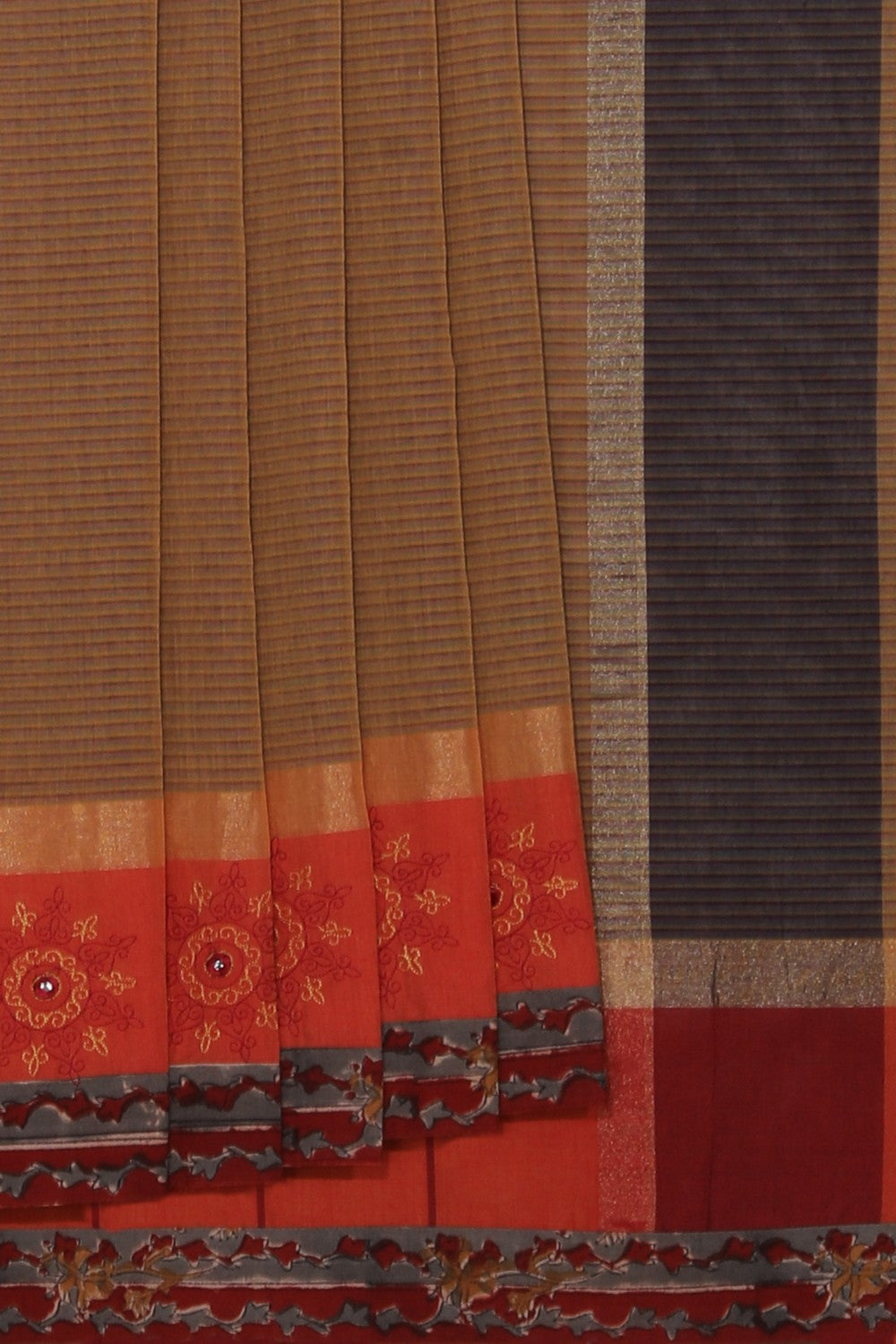 Hand block printed cotton saree