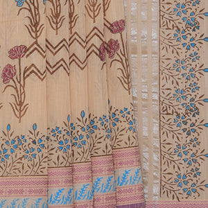 Hand block printed cotton saree