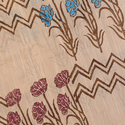 Hand block printed cotton saree