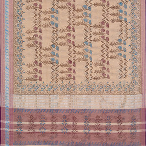 Hand block printed cotton saree