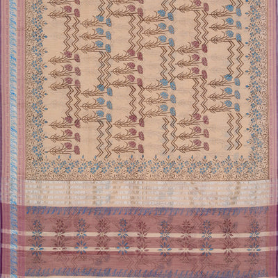 Hand block printed cotton saree