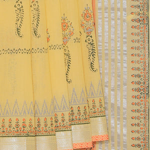 Hand block printed cotton saree