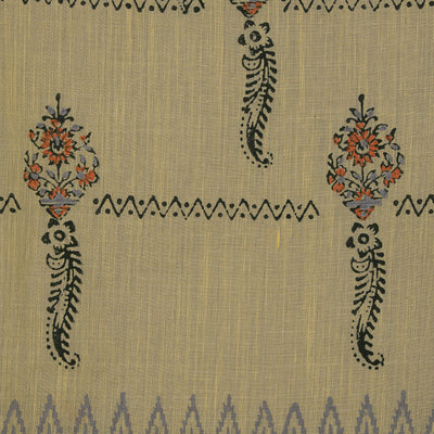Hand block printed cotton saree