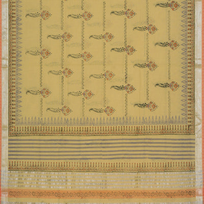 Hand block printed cotton saree