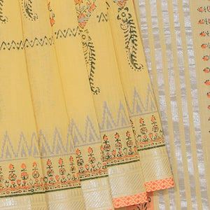 Hand block printed cotton saree