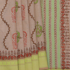 Hand block printed cotton saree