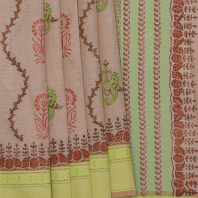 Hand block printed cotton saree