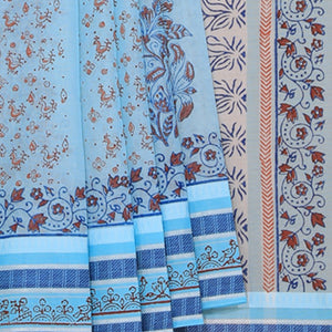 Hand block printed cotton saree