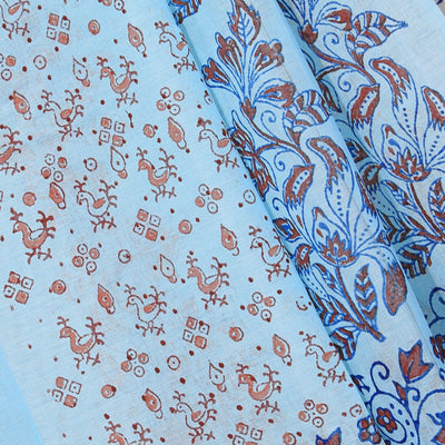 Hand block printed cotton saree