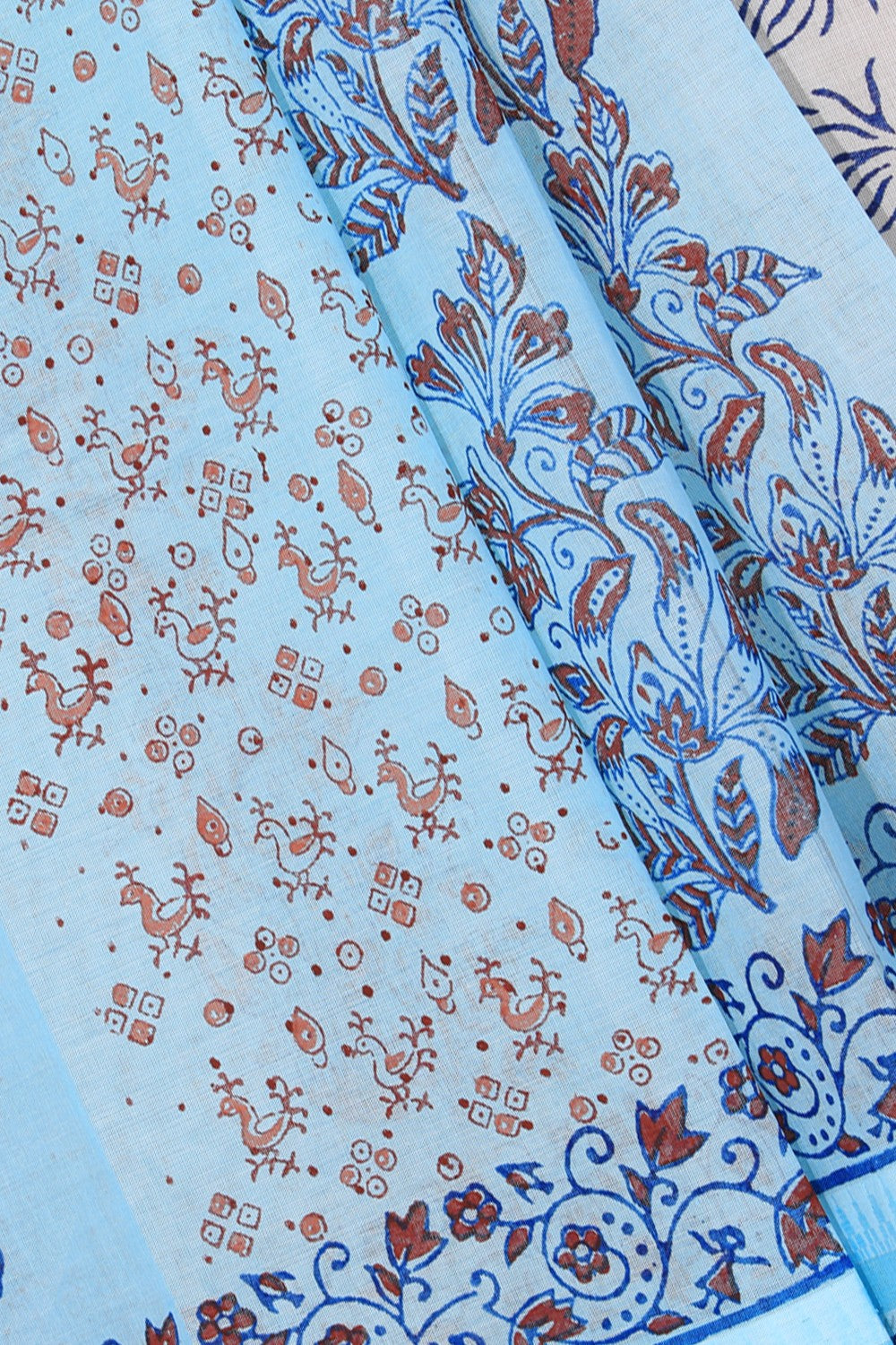 Hand block printed cotton saree