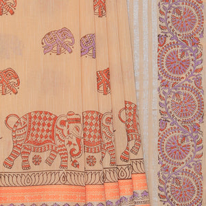 Hand block printed cotton saree