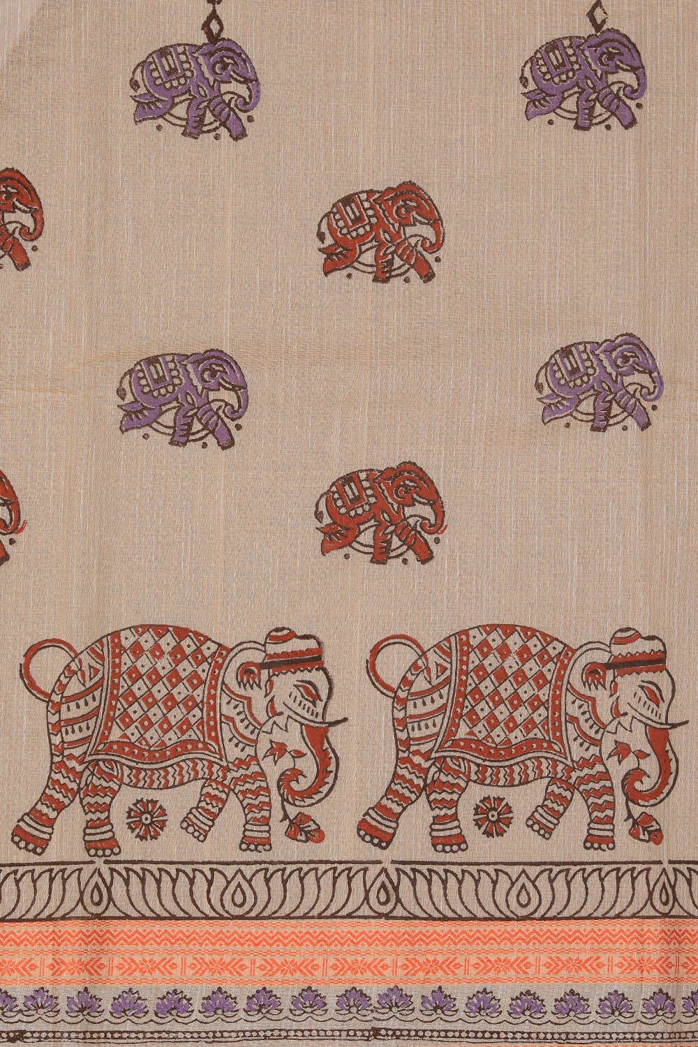 Hand block printed cotton saree