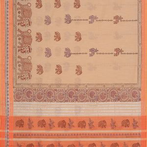 Hand block printed cotton saree