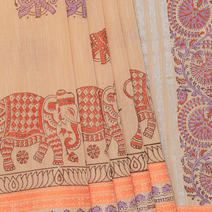 Hand block printed cotton saree