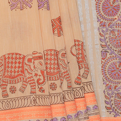 Hand block printed cotton saree