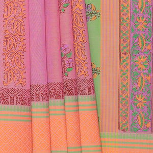 Hand block printed cotton saree