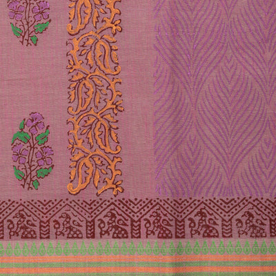 Hand block printed cotton saree