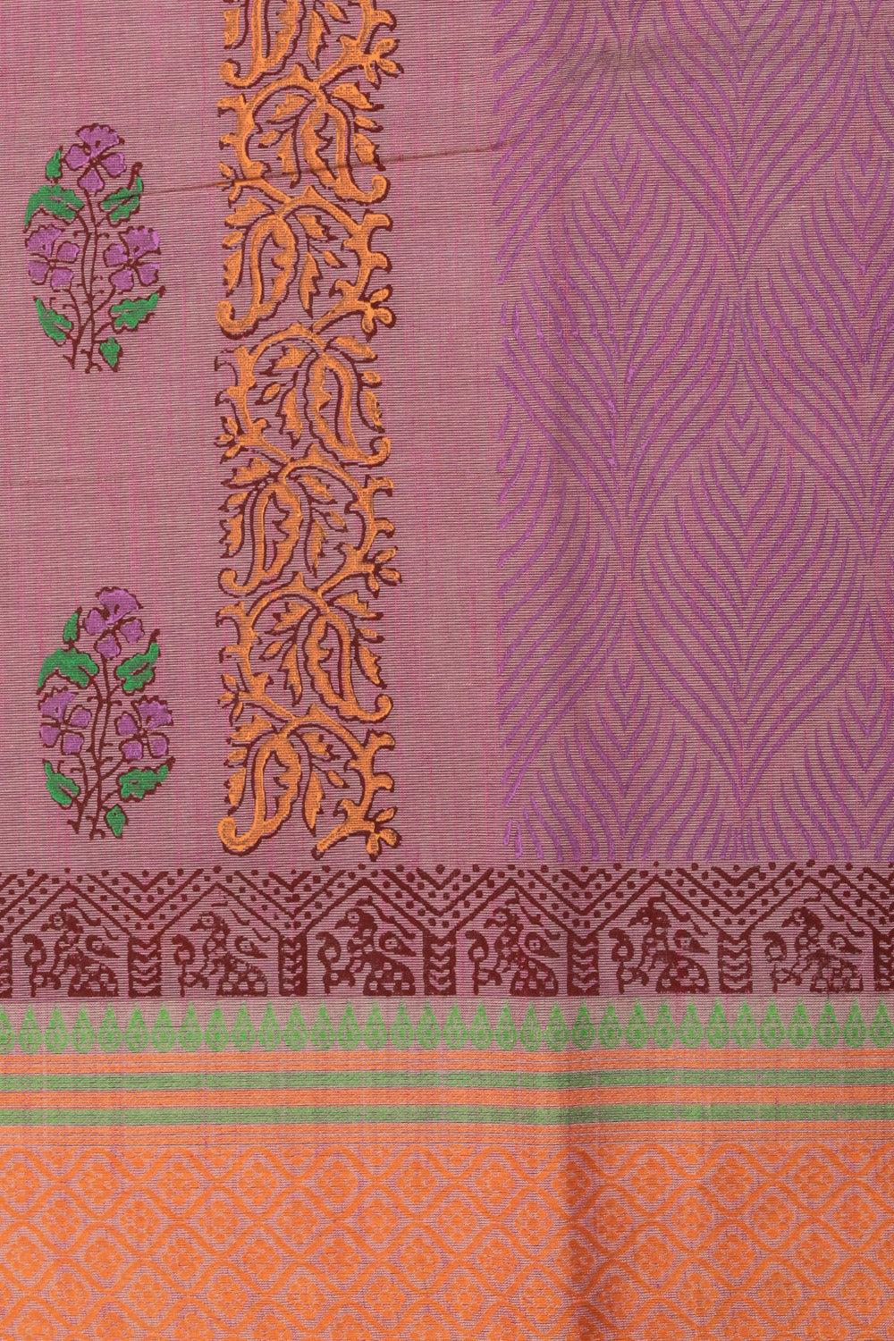 Hand block printed cotton saree