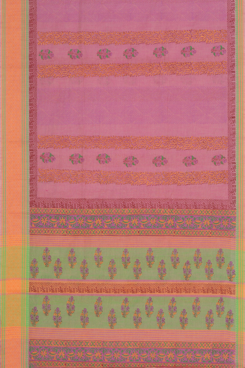 Hand block printed cotton saree