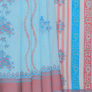 Hand block printed cotton saree
