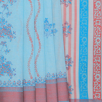 Hand block printed cotton saree