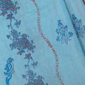 Hand block printed cotton saree