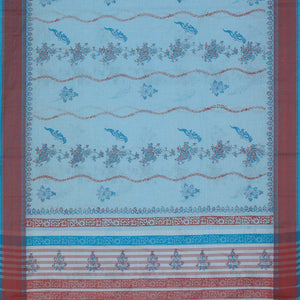 Hand block printed cotton saree