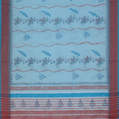 Hand block printed cotton saree