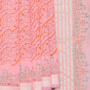 Hand block printed cotton saree