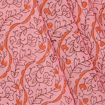 Hand block printed cotton saree