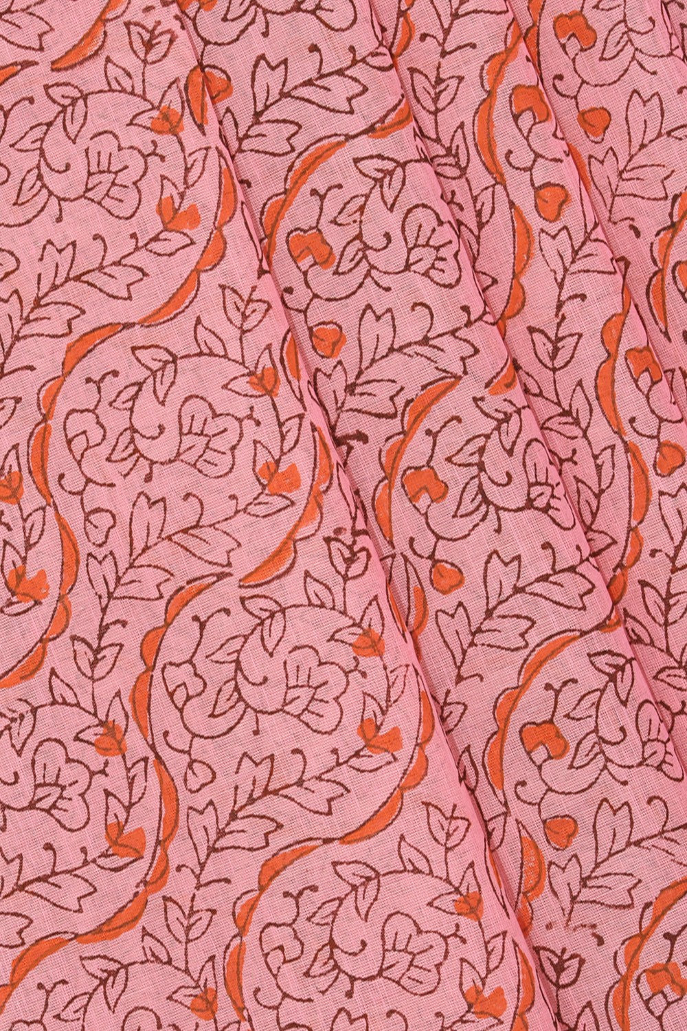 Hand block printed cotton saree