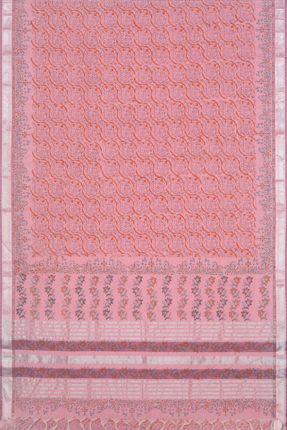 Hand block printed cotton saree