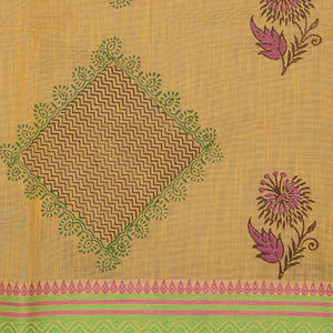 Hand block printed cotton saree