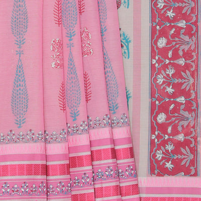 Hand block printed cotton saree