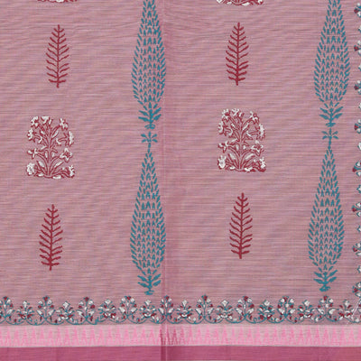 Hand block printed cotton saree