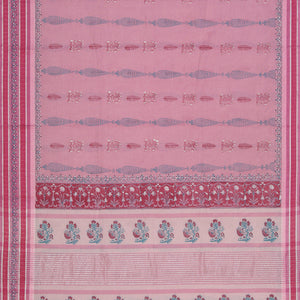 Hand block printed cotton saree