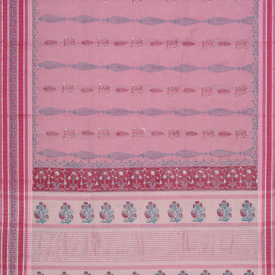 Hand block printed cotton saree