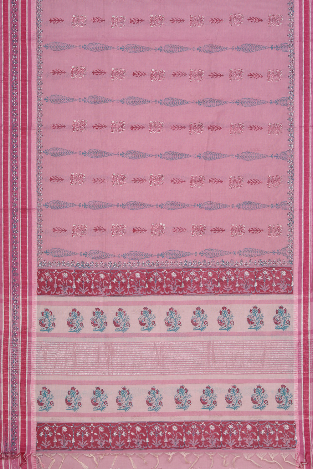 Hand block printed cotton saree