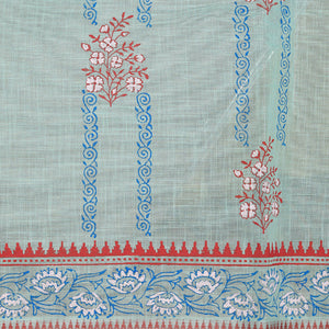 Hand block printed cotton saree