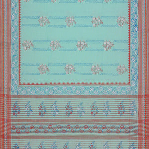 Hand block printed cotton saree