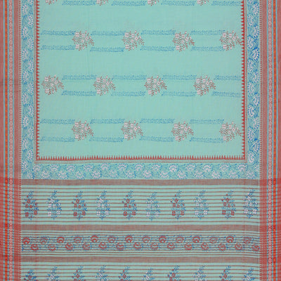 Hand block printed cotton saree